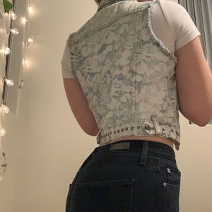 Obey flora denim jean vest